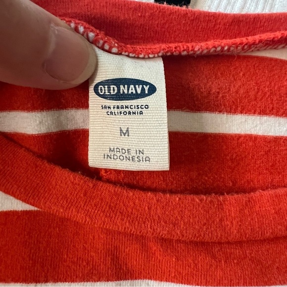 2/$30 Old Navy Orange Red and White Striped Stretchy Soft Shirt Dress - Picture 7 of 8